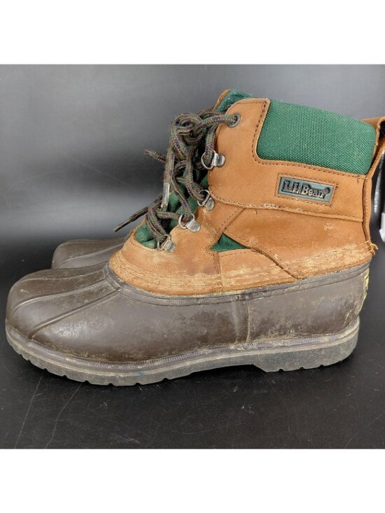 L.L. Bean Boots Men Size 8 Brown Leather Rubber Rain Snow Winter Waterproof Lace main image 9